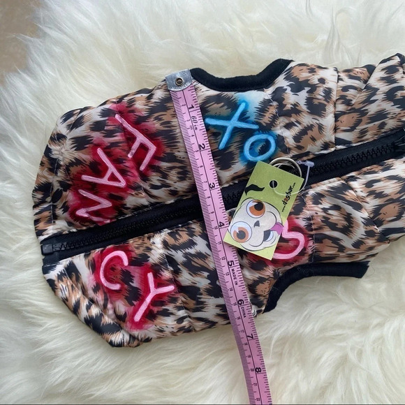 Handpainted Leopard Print Puffer Jacket Small 🐶 - Picture 4 of 8